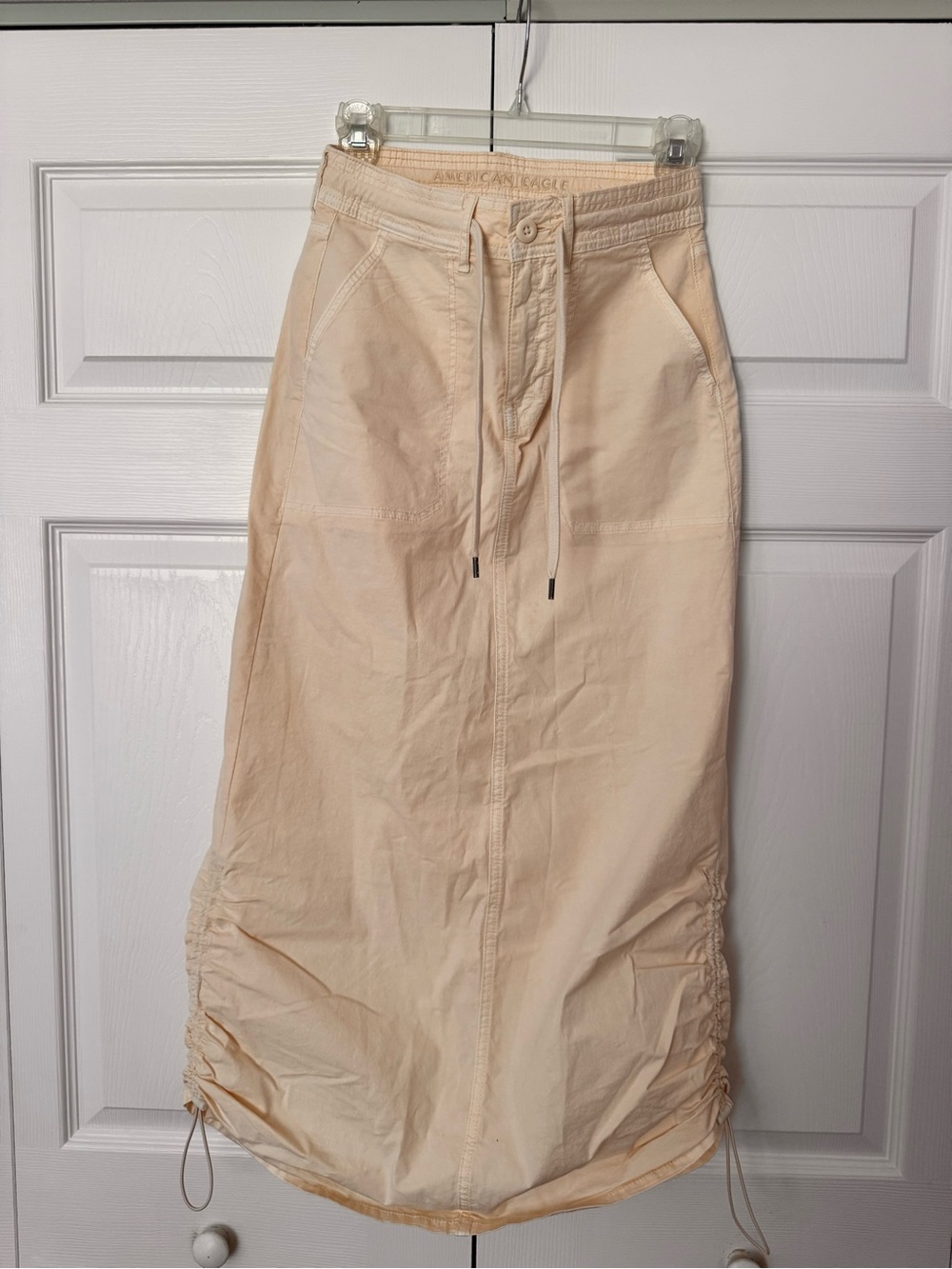 American Eagle Outfitters Light Cream Drawstring Maxi Skirt